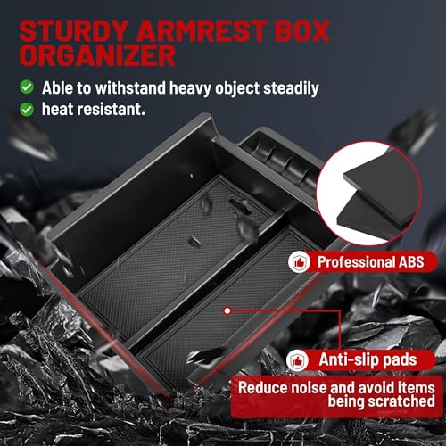 RED WOLF Center Console Organizer Tray for 2010-2024 Toyota 4 Runner Armrest Box Secondary Storage with Notched Edge Preserved Hole for Charging Cable Exactly Match Car Armrest