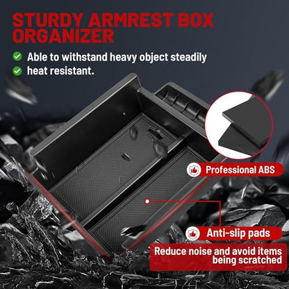 RED WOLF Center Console Organizer Tray for 2010-2024 Toyota 4 Runner Armrest Box Secondary Storage with Notched Edge Preserved Hole for Charging Cable Exactly Match Car Armrest