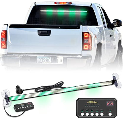 XRIDONSEN 35 inch Traffic Advisor Light Bar 144 LED Green White Emergency Lights Warning Flashing Safety Front/Rear Windshield strobe lights w/Controller for Firefighter Vehicles Snow plow Trucks - color: Green/White