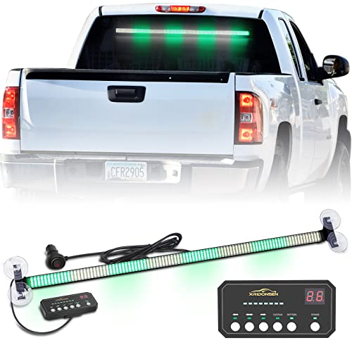 XRIDONSEN 35 inch Traffic Advisor Light Bar 144 LED Green White Emergency Lights Warning Flashing Safety Front/Rear Windshield strobe lights w/Controller for Firefighter Vehicles Snow plow Trucks - color: Green/White