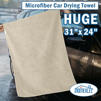 HOMEXCEL Professional Large Microfiber Car Drying Towels 2 Pack, Lint Free, Scratch Free, Highly Absorbent Drying Towel for Cars, SUVs, RVs, Trucks, and Boats,31" x 24",Brown - color: Brown