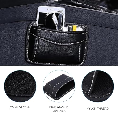 Car Seat Side Pocket Organizer, Premium PU Leather Auto Console Side Pocket, Universal Gap Bag & Pen Holder for Car, Mini Storage Pouch for Phone, Sunglass, Document and Automotive Tray(Black)