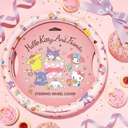 Hello Kitty and Friends Steering Wheel Cover, Universal Fit Cute Accessories for Women, Stylish Decor Gift Hello Accessories - Fits Standard Wheels 14.5"-15" - style: Hello Kitty and Friends Bakery