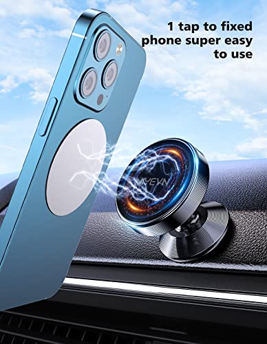 [2 Pack Magnetic Phone Holder car,[360°Rotation] car Mount Magnet,[4 N52 Magnets] Super Magnetic Force is Suitable for Most iPhone and samsumg Smartphones ，Black Phone Holder (Black) - color: dark