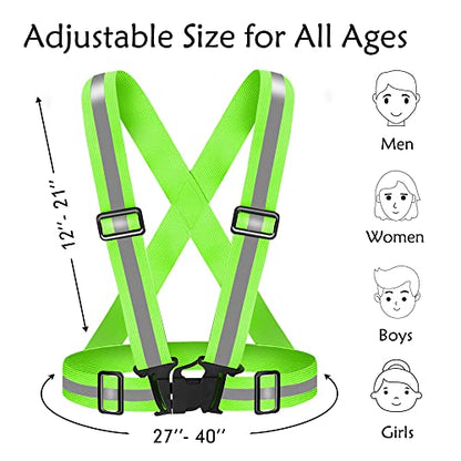 High Visibility Reflective Vest Safety Vest Running Reflective Gear Adjustable Reflective Vest for Walking,Jogging,Hiking,Night Cycling - color: Fluorescent Green