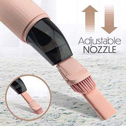 STARUMENT Portable Hand Vacuum Cleaner for Dust Pet Hair Dirt Home Car Interior, Furniture Lightweight Easy to Use, Compact Design Battery Rechargeable with USB-C Cable Pink - color: Pink