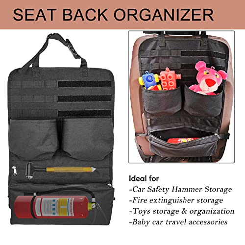 Buraku Vehicle Seat Back Organizer Car Fire Extinguisher Storage Road Travel Kids Toys Accessories Storage, Molle Panel Back Seat Cover for F150 Truck SUV Pickup