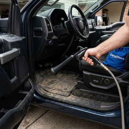 Air Blow Gun for Car Detailing - Durable Tornado Air Gun with Brush Nozzle, Storage Bag, 3 Compressor Adaptors & Microfiber Towel - Requires Compressor, Easy to Set Up