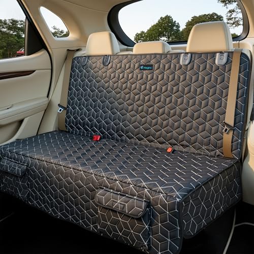 Meginc Back Seat Dog Car Seat Cover, Waterproof Car Seat Protector for Cars SUVs Trucks, Heavy Duty Non-Slip Split Bench, Dog & Kid Proof, Easy Clean, (54" W) - color: Bench-Black, size: L-54"W