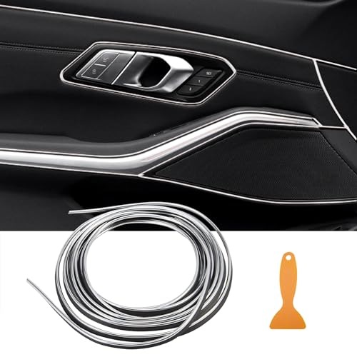 TOMALL Car Interior Moulding Strip Car Decorative Filler Insert Strips 10M(32ft) Flexible Electroplating Decoration Styling Dashboard Accessories with Installing Tool (Silver) - color: Car Trim Strip 10M-Silver