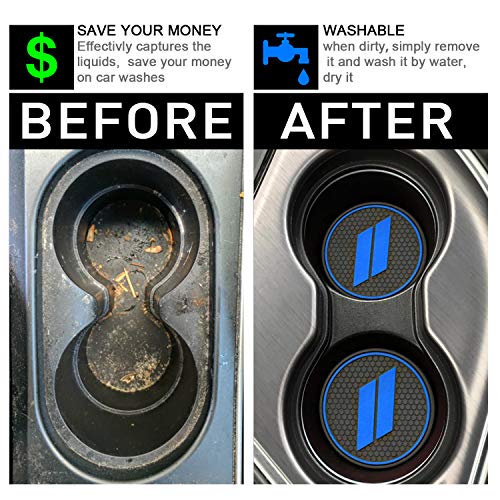 Fits Dodge Charger Accessories 2015-2023, Cup Holder Insert Center Console Shifter Liner Trim Interior Door Pocket Mats Pad (24pcs Set, Blue Trim) - color: Blue