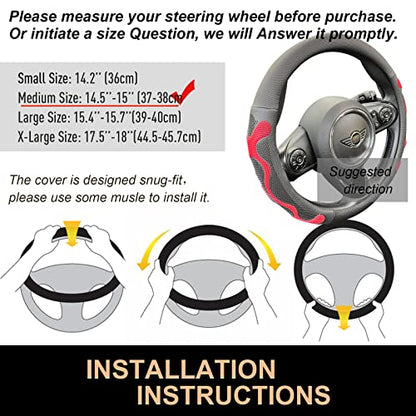 PINCTROT Comfy Grip Steering Wheel Cover, Anti-Slip Design, Universal 14.5-15 Inch(Silicone Red) - color: 2.Red, size: Medium(Standard) Size[14 1/2''-15'']