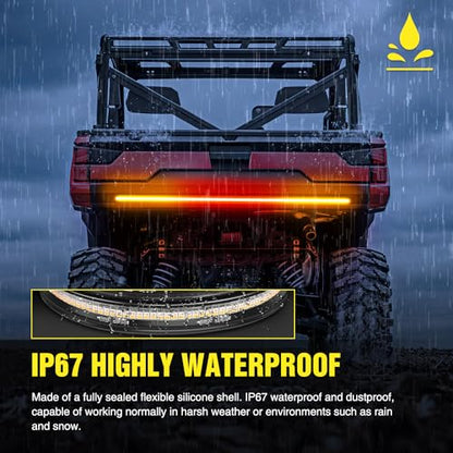 Nilight 30 Inch UTV Tailgate Light Strip 204 LED Red Running Brake Amber Turn Signals Lights Compatible with Polaris RZR Kawasaki Pioneer Can Am Golf Cart Off-Road Truck Trailer - color: 30" Tailgate Light Strip Red/Amber