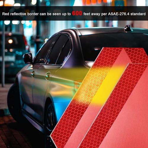 2 PCS Slow Moving Vehicle Sign, 7 x 8.1 Inch Diamond Grade Reflective Decals Car Triangle Safety Signs, Waterproof Vinyl Slow Moving Stickers for Golf Cart Tractor UTV - color: 2 Pcs