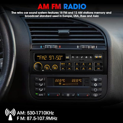 Single Din Retro Car Radio: European Style Stereo for Classic Vehicles - Bluetooth FM AM USB SD AUX USB-C Fast Charge 4-CHN 2 Subwoofer Outputs SWC