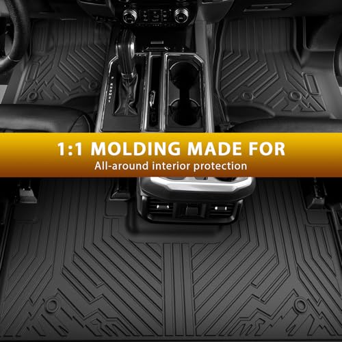 Powerty Floor Mats for 2017-2024 2025 2026 Ford F250/F350/F450 Super Duty Crew Cab Accessories All Weather TPE Custom Fit Truck Floor Liners 1st & 2nd Row - size: 3)Ford F250/F350/F450｜17-26｜1st & 2nd Row