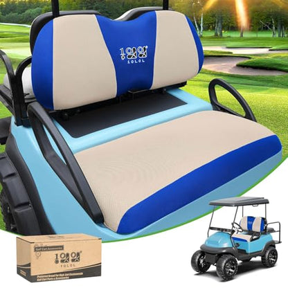 10L0L Golf Cart Seat Covers for Yamaha G29 Drive2 Club Car Precedent Tempo, Breathable Mesh Bench Seat Cover, No Drilling Front Seat Cushion, All-Season Comfort Gray Black - color: Beige and Blue
