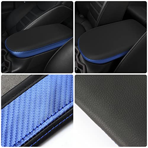 INTGET Center Console Armrest Cover for Toyota RAV4 Accessories 2025 2024 2023 2022 2021 2020 2019 Leather Middle Console Lid Cover Pad Protector Arm Rest Covering Car(Black with Blue) - color: black with blue