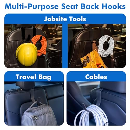 Travel Depot XL Hard Hat Holder for Truck Seat – Heavy-Duty Headrest Hooks, Hardhat Buddy Hanger & Seat Back Organizer for Hard Hats, Bags & Gear, Truck Accessory Organizer, 4-Pack - size: 4 Pack