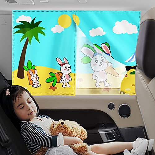 Car Sun Shade for Baby - EOHMAK Car Side Window Sun Shade Cover Upgrade Double Opening Car Interior Curtain Sun Blocker Blind (Beach, 1 Pack) - color: Beach, size: 1 Pack