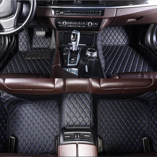 Custom Luxury Leather Car Mats Upgrade Your Car Interior Provide All-Weather Waterproof and Non-Slip Protection for Sedans, SUVs, Trucks, Compatible with Car Mats (Black Blue) - color: Black Blue