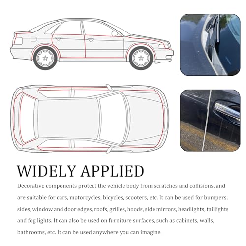 Automotive Chrome Trim Molding, 15MM Wide Car Decorative Protect Strips, Car Body Self Adhesive Anti Collision Strips, Universal Exterior Trim Strips for Motor Truck RV Door Window Bumper