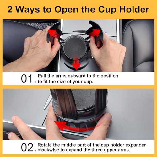 Cup Holder Expander (Adjustable Holder & Base, Auto-Fit Hold, One Button Open), Car Cup Holder Expander for Yeti, Hydro Flask, Nalgene, Owala, Bottles in 2.6"- 4.8" (Light Black, 2 Pack) - color: Light Black, size: 2 Pack