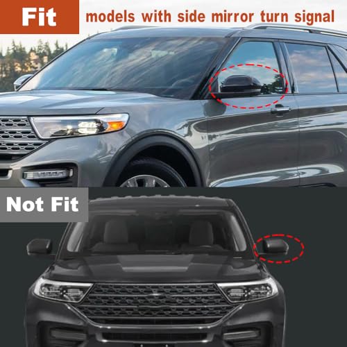 Door Wing Rearview Side Mirror Cover Caps, Pair Exterior Rear View Mirror Housing Door Wing Mirror Cover Cap, Compatible with Ford Explorer 2020-2022, Carbon Fiber, 2 PCS