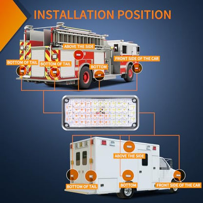 Nilight 2PCS 42LED Amber White Magnetic Strobe Lights Portable Warning Hazard Light Surface Mount Waterproof 5 Patterns for 12V 24V Cars Trucks Van Off Road Vehicles ATV - color: 42LED Amber White