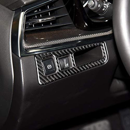 NVCNX Carbon Fiber Compatible with Cadillac XT6 2020-2025 / XT5 2017-2025 2018 2019 2020 2021 2022 2023 2024 Accessories Car Electronic Handbrake Button Panel Cover Interior Trim Black -A - color: Electronic Handbrake Button Panel - a