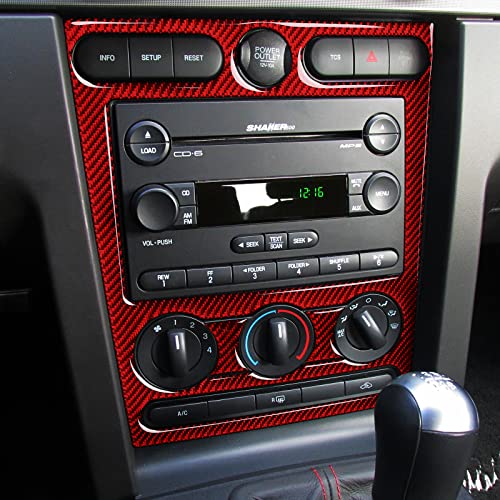 Car Carbon Fiber Decal Center Console CD Panel Sticker for Ford Mustang GT Shelby 2005 2006 2007 2008 2009 S197 Accessories - color: Center Console CD Panel