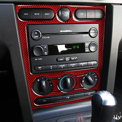 Car Carbon Fiber Decal Center Console CD Panel Sticker for Ford Mustang GT Shelby 2005 2006 2007 2008 2009 S197 Accessories - color: Center Console CD Panel