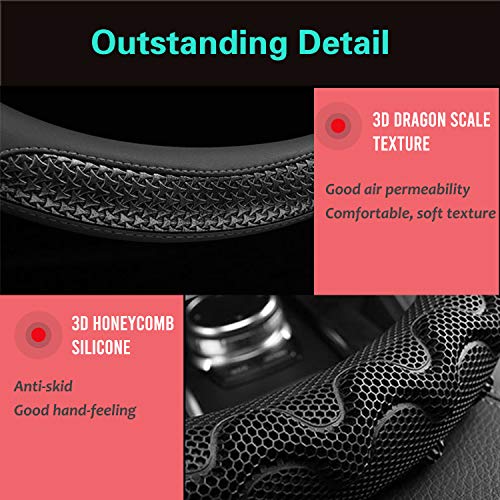 PINCTROT Small Size Steering Wheel Cover Great Grip with 3D Honeycomb Anti-Slip Design, 14 Inch (All Black) - color: 3.Black (All Black), size: Small Size[14''-14 1/4'']