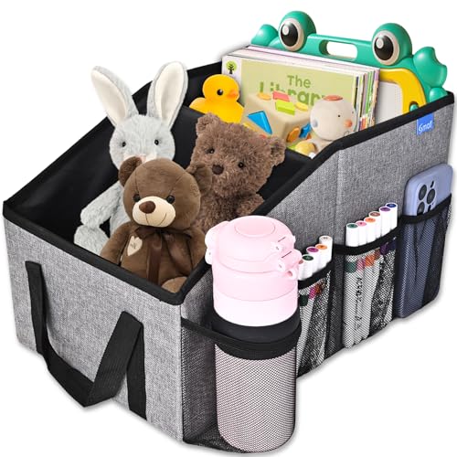 Smof Car Organizer- Car Seat Organizer for Front Seat Back Seat Between Seats, Foldable Car Storage Organizer for Kids Adults with Multi-Pockets-Car Organizers Backseat with Detachable Divider-Gray - color: Gray