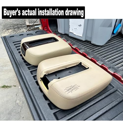 GXARTS Console Lid Armrest Cover Beige Compatible with Chevy Avalanche Suburban Tahoe Silverado GMC Yukon Yukon XL Sierra 2007 2008 209 2010 2011 2012 2013 2014 - color: Tan