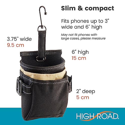 High Road DriverPockets Car Phone Holder Air Vent Pouch and Front Seat Organizer with 3 Pockets, Hanging Hooks and Charging Port - color: Khaki/Black