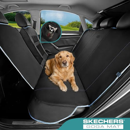 Skechers Dog Car Seat Cover for Pets GOGA MAT, Seat Extender for Dogs Waterproof Seat Cover Hammock Heavy Duty Scratch Proof Nonslip Durable Back Seat Covers for Cars Trucks and SUVs,Black - color: Black
