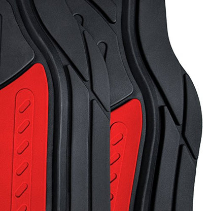 FH Group Monster Eye Full Set Rubber Floor Mats w. Trimmable Vinyl Trunk Liner/Cargo Mat Black- Fit Most Car, Truck, SUV, or Van (Red/Black) F11313- F16403 - color: Red, style: Floor Mat + Cargo Mat Set