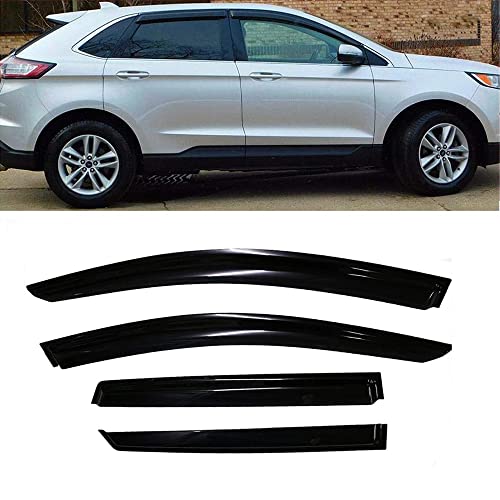Side Window Visor Vent Deflector fit for 2015-2021 Ford Edge,4pcs Outside Mount Tape-on Shatterproof Dark Smoke window Shades Rain Guard 94930 - size: 2015-2021 Ford Edge