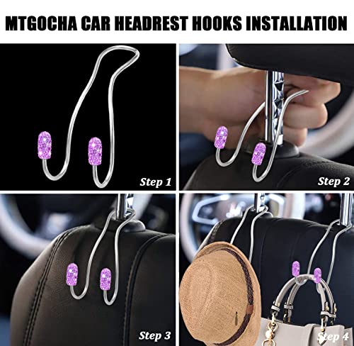 Car Headrest Hooks Car Purse Hook(2 Pack),Bling Car Bag Hooks, Car Hook for Purses and Bags Cute Metal Car Purse Holder Hook, Bling Car Accessories for Women, Light Purple - color: Purple