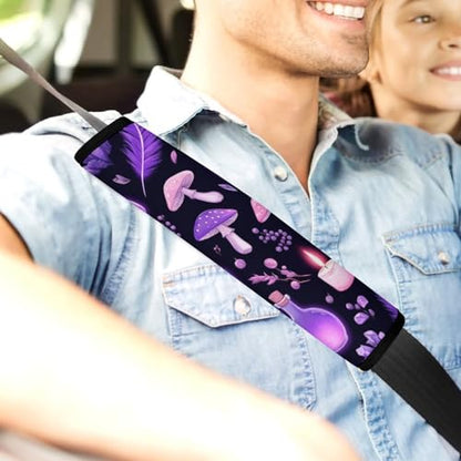 Fashion 2PCS Car Belt Covers, Gothic Magic Witch Witchy Trippy Purple Mushrooms Protect Your Shoulders Car Safety Seat Belt Strap - color: Color359