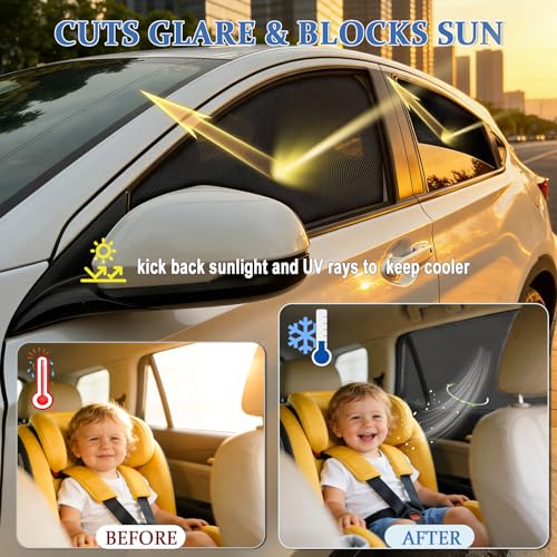 Car Window Shades,2 Pack Car Side Window Sunshade,Breathable & Retractable Car Window Shade for Baby,Universal Fit Most of Cars,Glare Shield,Protect Privacy(Rear Windows) - size: Medium-for Rear Windows