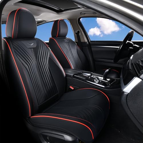 FLORICH Automotive Seat Covers Front Seats Leather Car Seat Cover Waterproof Breathable Car Seat Cushion Protector Universal Fit for Most Cars Trucks SUV, Black&Red Line - color: Black&Red Line, size: Frontpair