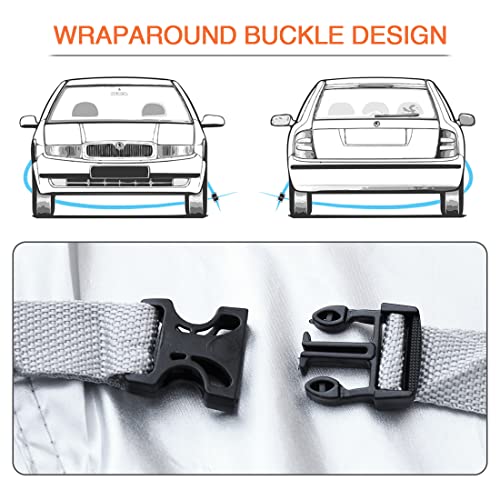uxcell YL Silver Tone 190T Car Cover Outdoor Weather Waterproof Scratch Rain Snow Heat Resistant W Mirror Pocket 480 x 185 x 170cm - size: YL