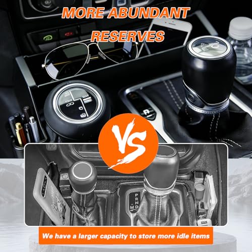 Zihvfzu Center Console Gear Shift Organizer Tray for Jeep Wrangler JL JLU 4xe 2018 2019 2020 2021 2022 2023 2024 2025 2026 & Gladiator JT 2020 2021 2022 2023 2024 2025 2026, Shifter Side Storage Box
