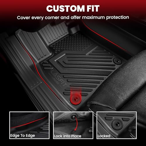 LASFIT Floor Mats and Cargo Liner for Ford Edge 2015-2024 All Weather Protector TPE Car Liners Custom Fit Vehicle Accessories, 1st & 2nd & Trunk Mat Combo Set, 4pcs Black - style: 10) Edge| 15-24 | Combo Set
