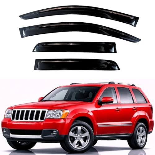 KPY Rain Guards Fit for 2005-2010 Jeep Grand Cherokee, Out-Channel Window Visors Vent Wind Deflectors 4PC, Car Accessories for 05-10 Grand Cherokee - size: 2005-2010 Grand Cherokee