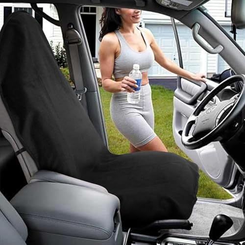 Waterproof Sweat Towel Seat Cover Universal Non-Slip for Car Truck SUV Seat Protector for Pet & Kid Workout Outdoor or Sport Activities，Machine Washable (Black)
