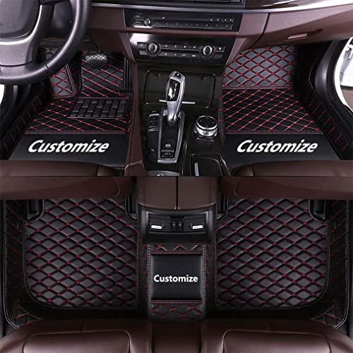 Custom Personalized Floor Mats for Cars，Luxury Full Coverage All Car Floor Mats，Anti-Slip Leather Car Mat Set ，Custom Floor Mats for 98% of Cars, Trucks SUVs (Black Red) - color: Black Red