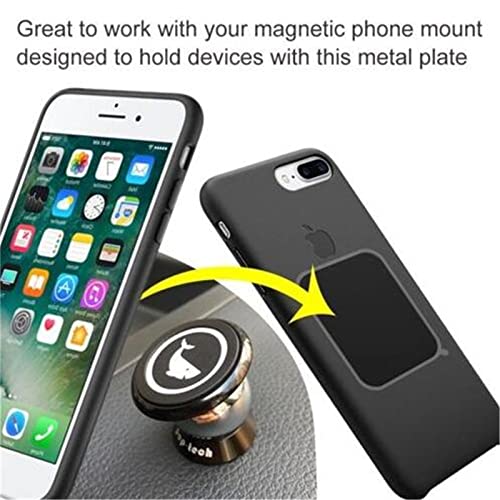 SALEX Replacement Metal Plates Set 16 Pack for Magnetic Car Phone Holders, Wall, Air Vent Mounts, Cases, Magnets. Kit of 8 Black Round and 8 Rectangular Iron Discs Without Holes. 3M Adhesive Backing - color: Mix / 16 Pack